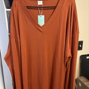 Elegant V-Neck Rust Tunic